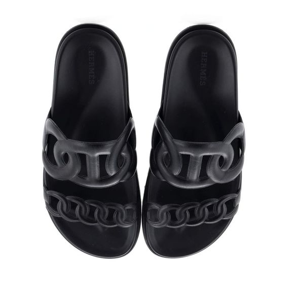 Hermes Women's Extra Sandals Leather Black - Picture 2 of 4